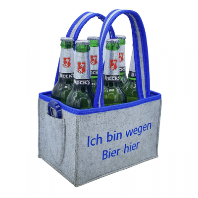 manufacturer men basket handbag tote custom logo felt 6 pack beer wine drink water bottle carrier bag