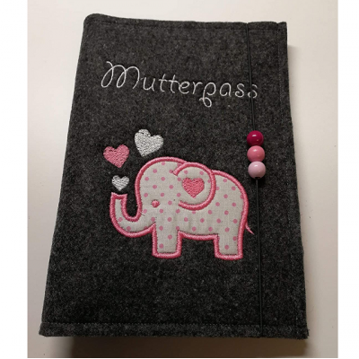 German cute elephant baby girl pink picture customize card holder mutterpass organizer felt mother passport cover