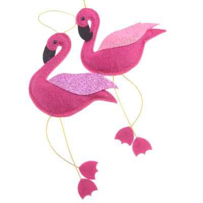 xmas gifts outdoor nordic custom shape wholesale in bulk modern glitter pink flamingo christmas felt ornament