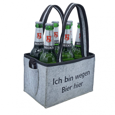 new recycled gift beer carrier basket and nonwoven foldable felt baby bottle carrier bag for 6 bottles