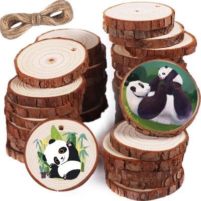 Custom Rustic Unfinished Natural Round Pine Tree Wood Slices for Arts and Crafts Christmas Ornaments DIY Crafts