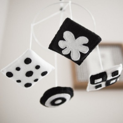 modern monochrome gender neutral newborn children cot nursery decor montessori black and white baby crib mobile