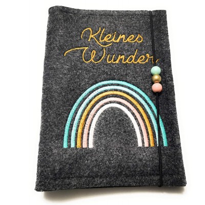 German handmade rainbow miracle birth organizer case felt mutterpass mother passport cover for ultrasound image