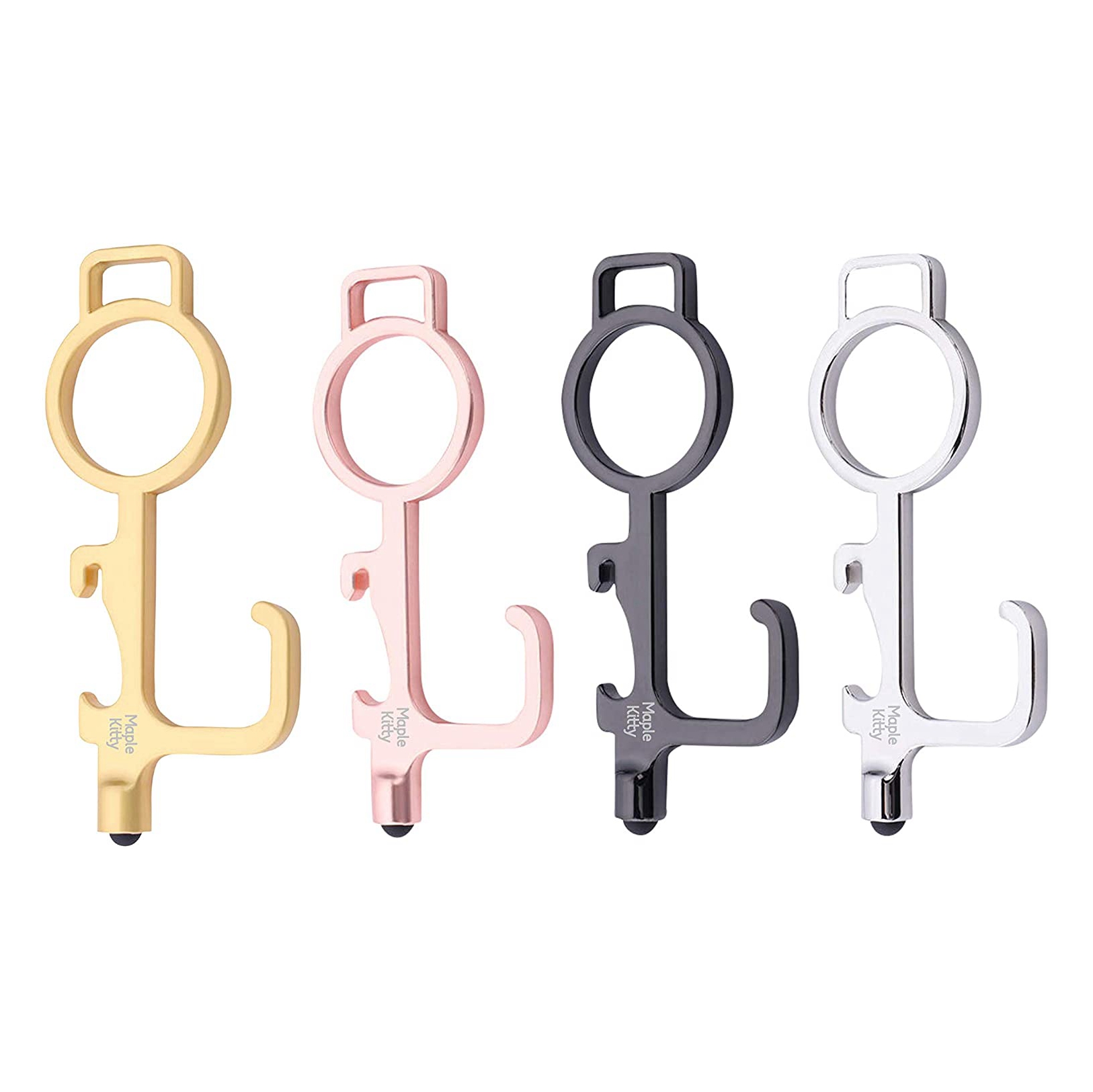 Sanitary germ EDC keychain handle multiple clean keys button pusher stylus no touch handsfree door opener