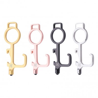 Sanitary germ EDC keychain handle multiple clean keys button pusher stylus no touch handsfree door opener