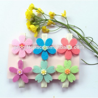 New products 2018 cheap personalized garden flower no slip fabric hair clip wool felt kids hairpin for baby girls gifts boutique