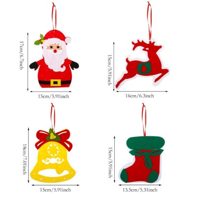 chinese xmas hanging decorations indoor small celebrate memorial elk deer santa sock bell felt christmas ornament