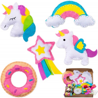 Classroom home handmade educational art project rainbow cloud star diy felt unicorn arts and crafts sewing kits for kids girls