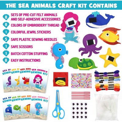 Sea ocean animal handmade customized thread starter mini travel felt mermaid toys sewing diy craft kit for kids