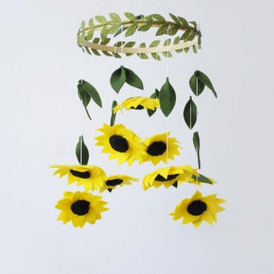 boho baby shower decorations props girl bed toys sunflower leaf floral flower felt baby mobile crib