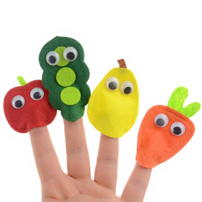 Hot sale new cartoon food fruit vegetable children handmade baby toys educational soft felt finger puppets