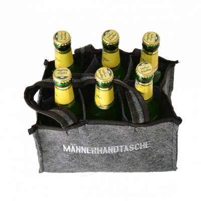 german new kid eco cycle felt embroidery logo 6 pack water bottle holder bag glass beer carrier