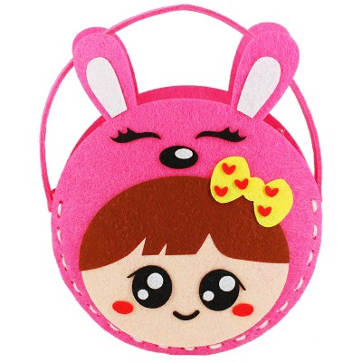 premium princess DIY craft cartoon pink bunny cute rabbit design shape sewing craft baby cute face decoration felt handmade bags